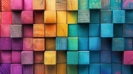 Vibrant Multicolored Wood Block Background for Creative Projects and Designs