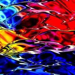 Abstract, fluid and colorful 3D background texture. Modern and contemporary feel. Metallic, iridescent and reflective with shades of red, purple, blue, yellow