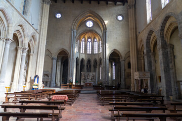 interior of the Basilica of Parrocchiale san Lorenzo maggiore in Naples-Italy