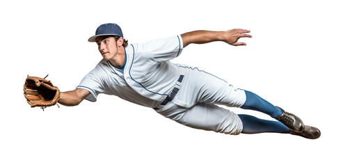 baseball outfielder leap jumping to catch a ball