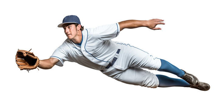 baseball outfielder leap jumping to catch a ball