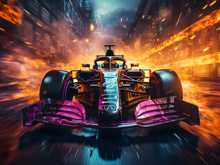 Formula 1 car. Racing car on a race track. Generative AI