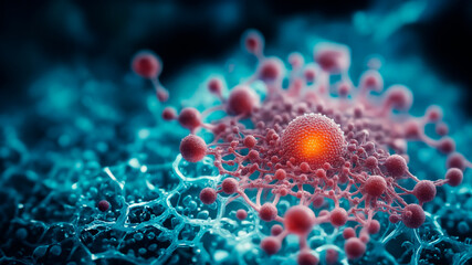 Trapped virus illustration. cancer cell. AI Generated