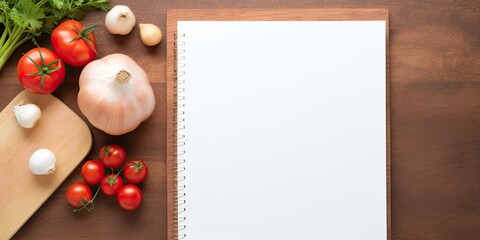 Kitchen tablet computer with blank pages and books, template for recipes or food menu.