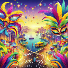 Obraz premium Carnival party, Generative IA.