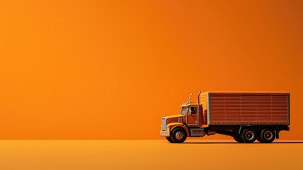 Classic model truck on a vivid orange background - obrazy, fototapety, plakaty