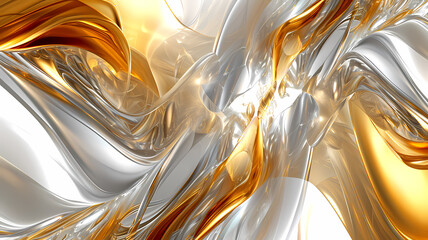 abstract digital art illustration background with gold and silver colors
