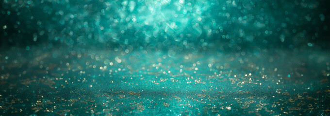 teal green aquamarine sparkles glitter background for banner or web design