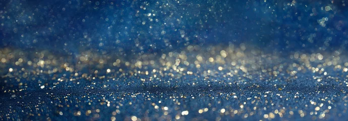 Fotobehang Navy blue elegant sparkles glitter background for banner or web design © Ursula Page