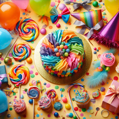 Obraz premium cake with candles, Generative AI.