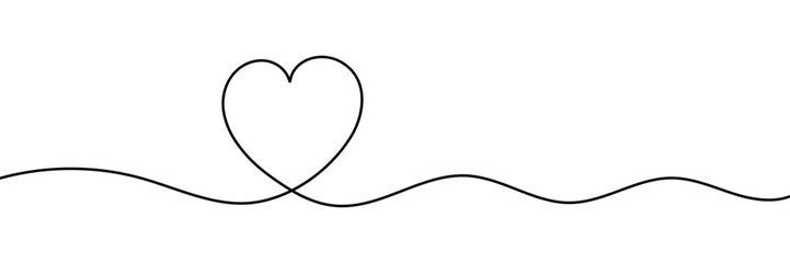 Heart love symbol. Continuous line art drawing. Hand drawn doodle vector illustration in a continuous line. Single One line art decorative design. Icon isolated on white background.