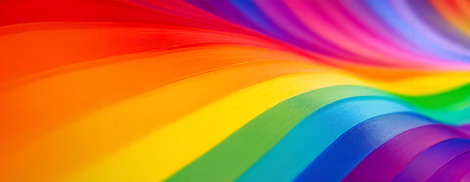 bright and colorful web banner with a swooping rainbow