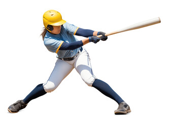 woman softball batter mid swing to hit a ball