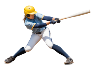 woman softball batter mid swing to hit a ball