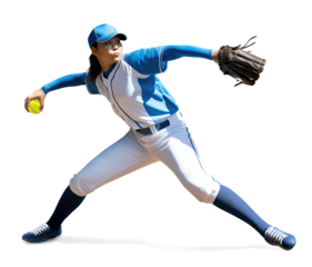 woman softball pitcher throwing her ball