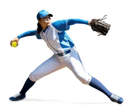 woman softball pitcher throwing her ball - Powered by Adobe