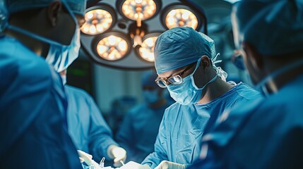 Expert surgeon performing a precise surgical procedure in a modern operating room