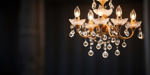 Close-up of a glamorous chandelier with space for text.