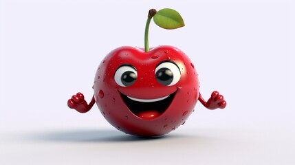 A cute cartoon cherry fruits character Ai Generative