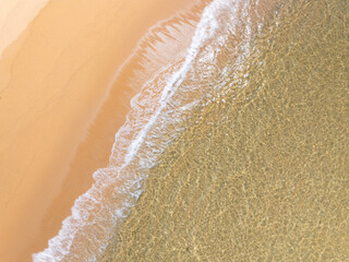 Aerial view beach waves texture background,Summer sea landscape nature background