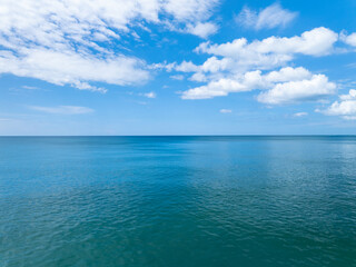 Obraz premium Tropical sea beach landscape blue sky white clouds background,Summer sea landscape background