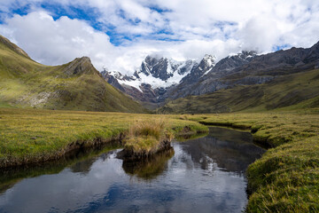 Trekking in the Cordillera Huayhuash in the Peruvian Andes Mountains