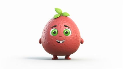 Fototapeta premium A cute cartoon guava fruits character Ai Generative