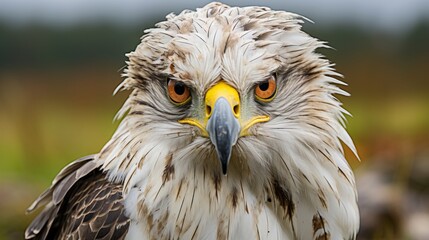 Naklejka premium Close up portrait of a majestic buzzard in the wild, wildlife photography