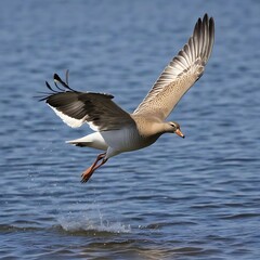 Fototapeta na wymiar Golden goose taking flight