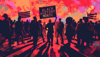 Black History Month protest wallpaper Generative AI