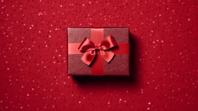 All red gift box open or top view of red present box Ai Generative
