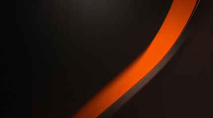 空白スペースにオレンジ色の光の線が入った抽象的な濃い灰色の水平方向の広いバナー。未来的な暗い豪華な現代技術の背景。ベクトルの図。 - obrazy, fototapety, plakaty