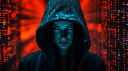 Dark Encryption: Moody Moments with the Hooded Female, Generative AI