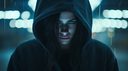 Shadowy Whispers: Moody Impressions of the Hooded Figure, Generative AI