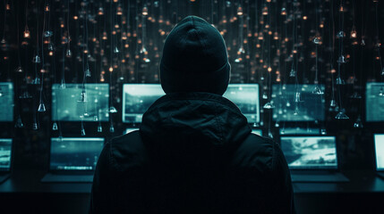 Digital Riddle: The Hooded Hacker's Silent Dance, Generative AI