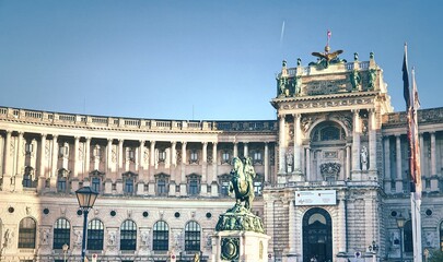 Austria Vienna city Hofburg imperial palace along Rhine river and Danube river
