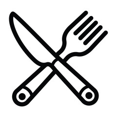 crossed knife and fork icon for graphic and web design