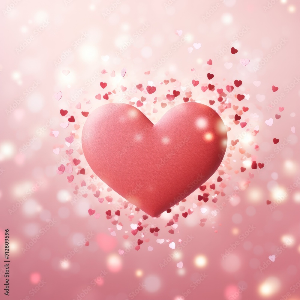 Aufkleber pink romantic background with heart shaped. decorative card for st. valentine's day with space for t