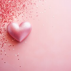 The heart shapes and beads over the pink pastel background. Greeting cards, Love and Valentines day concept. Generative AI.