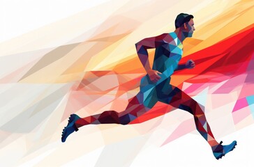 Fototapeta na wymiar a colored abstract image of a man running, in the style of geometric, iconic imagery