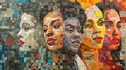 A mosaic of women in different professions and roles, emphasizing the vast contributions they make to society. - obrazy, fototapety, plakaty