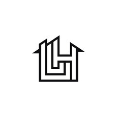 Vector letter lh house roof logo design