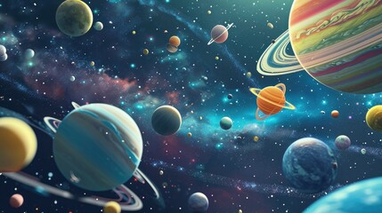 Futuristic Planetary Alignment in Alien Terrain.