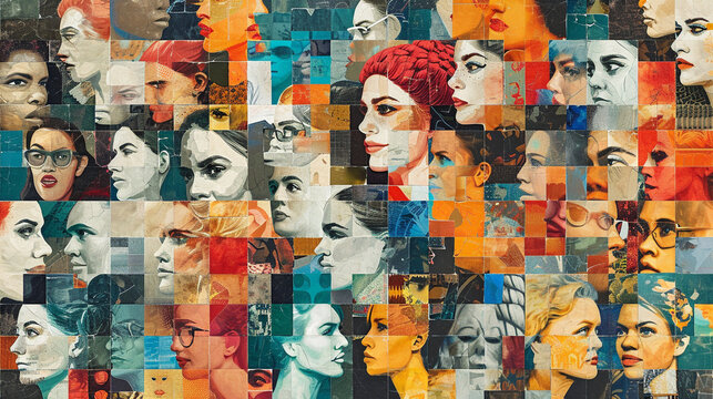 A mosaic of women in different professions and roles, emphasizing the vast contributions they make to society.