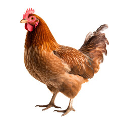 Full body portrait of a chicken isolated on transparent background