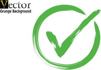 Tick sign element. Green checkmark icon isolated on white background. Simple mark design. Circle shape OK button for vote, decision, web. Symbol of correct, check, approved illustration © Ficensa