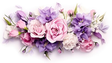 Festive floral arrangement in pastel colors Purple, generative ai