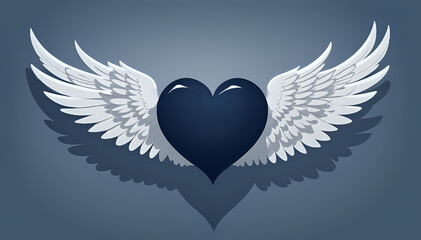 angel wings with heart or heart with wings or winged heart icon or heart with wings or heart and wings. love eith wings or loves and wing