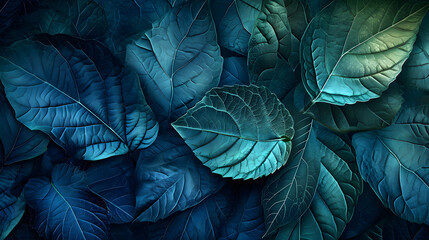 A vibrant array of cerulean foliage forms a striking masterpiece, blending the beauty of nature with the creativity of art