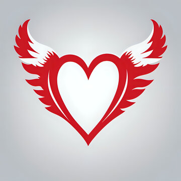 angel wings with heart or heart with wings or winged heart icon or heart with wings or heart and wings. love eith wings or loves and wing